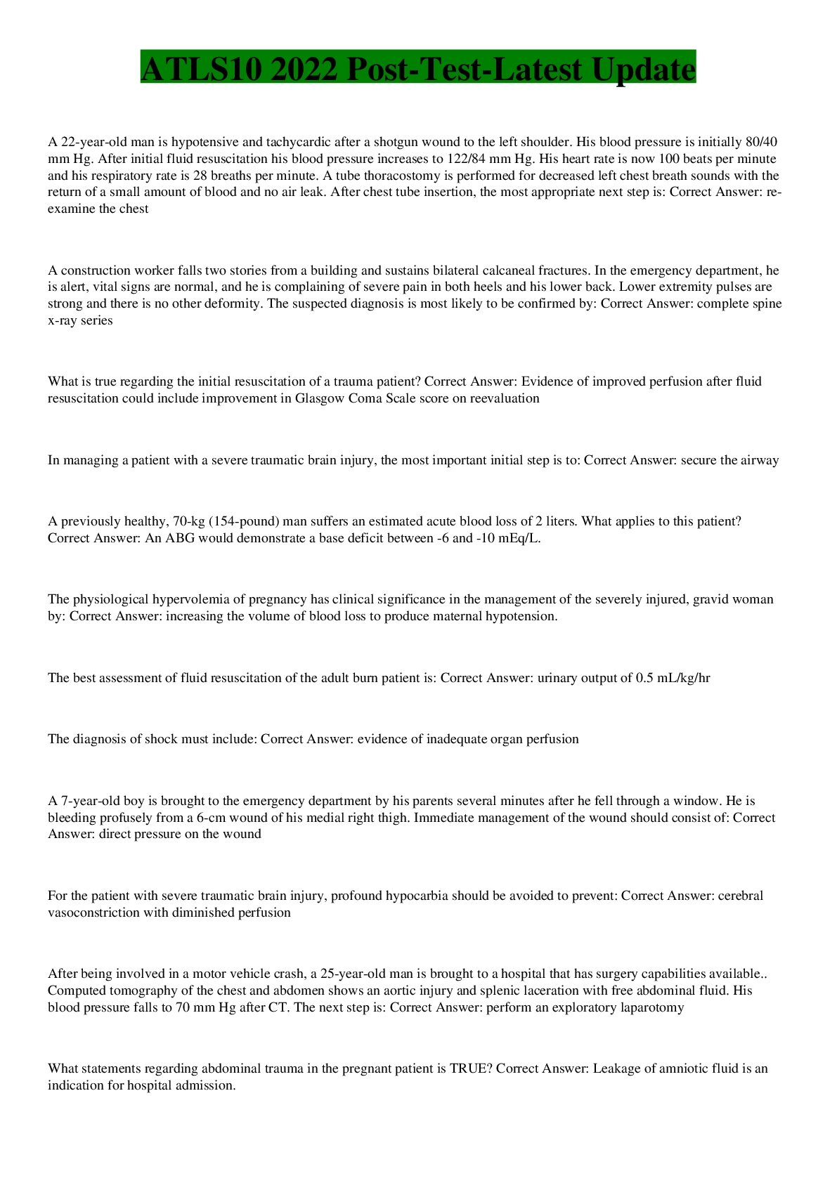 Preview image of ATLS10 2022 Post-Test-Latest Update document